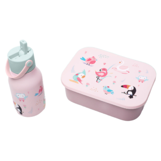 Lund Design Vaikiška gertuvė 400ml ir Pietų dėžutė 1200ml rinkinys vaikams Paukščiai